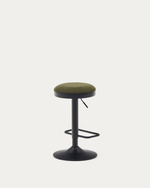 ZAIB stool in chenille fabric and steel legs, height 63-84 cm