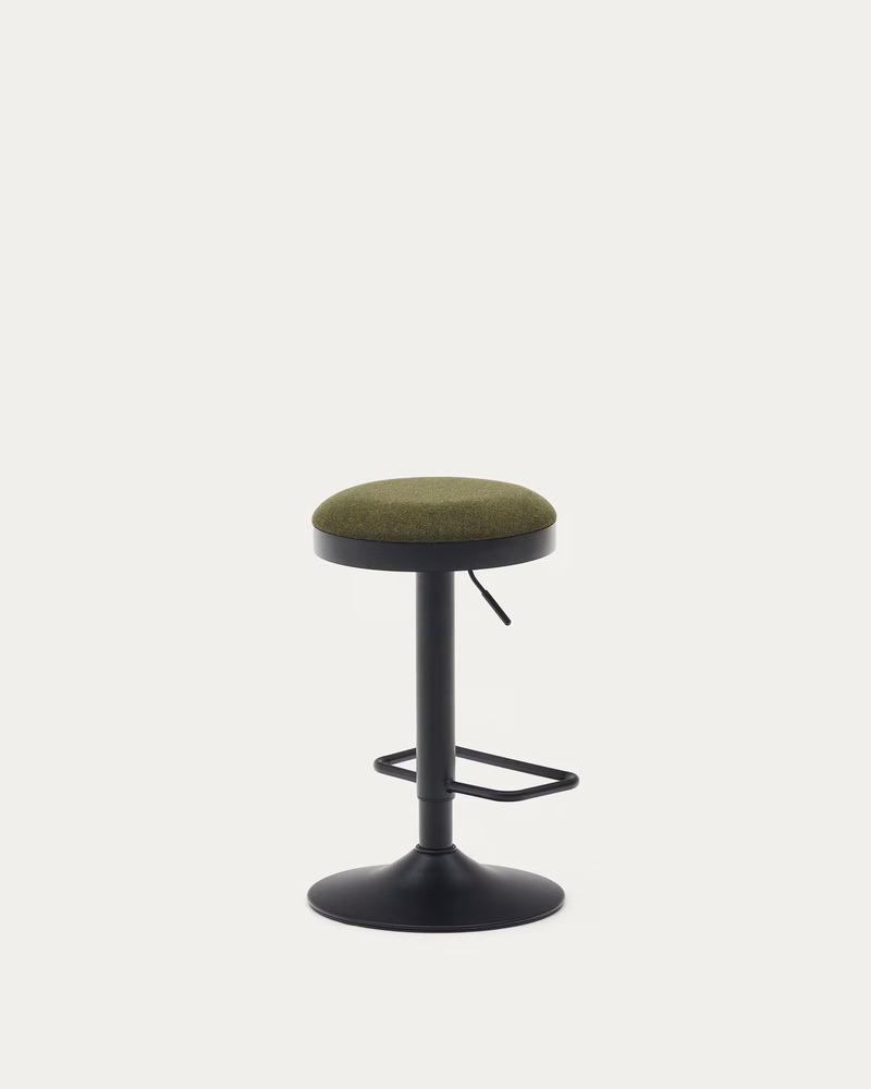 ZAIB stool in chenille fabric and steel legs, height 63-84 cm