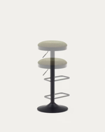 ZAIB stool in chenille fabric and steel legs, height 63-84 cm
