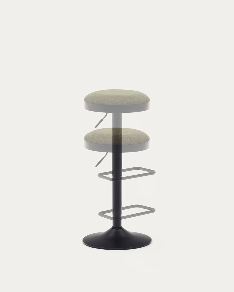 ZAIB stool in chenille fabric and steel legs, height 63-84 cm