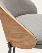 EAMY Light grey stool in an ash wood veneer with a natural finish and black metal, 65 cm