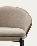 EAMY Light brown stool in an ash wood veneer with a wenge finish and black metal, 65 cm