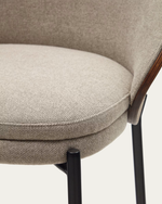 EAMY Light brown stool in an ash wood veneer with a wenge finish and black metal, 65 cm