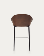 EAMY Light brown stool in an ash wood veneer with a wenge finish and black metal, 65 cm