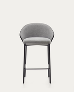 EAMY Light grey stool in an ash wood veneer with a black finish and black metal, 65 cm