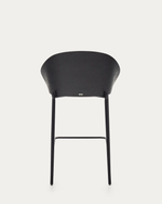 EAMY Light grey stool in an ash wood veneer with a black finish and black metal, 65 cm