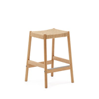 YALIA stool in solid oak wood in a natural finish and rope cord