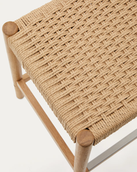 YALIA stool in solid oak wood in a natural finish and rope cord