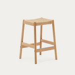 YALIA stool in solid oak wood in a natural finish and rope cord