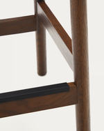 YALIA stool in solid oak wood in a walnut finish and rope cord