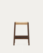 YALIA stool in solid oak wood in a walnut finish and rope cord