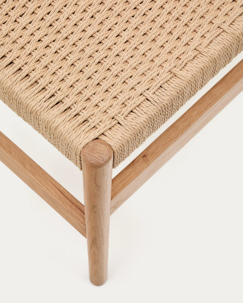 ZAIDE klupa od punog hrastovog drva sa sjedalom od konopa, 120 cm