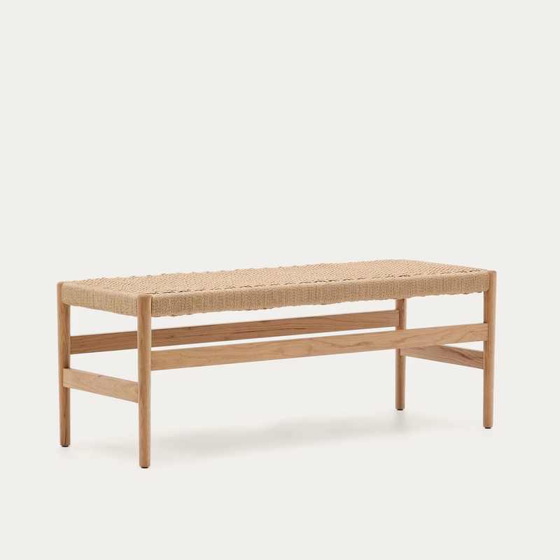 ZAIDE klupa od punog hrastovog drva sa sjedalom od konopa, 120 cm