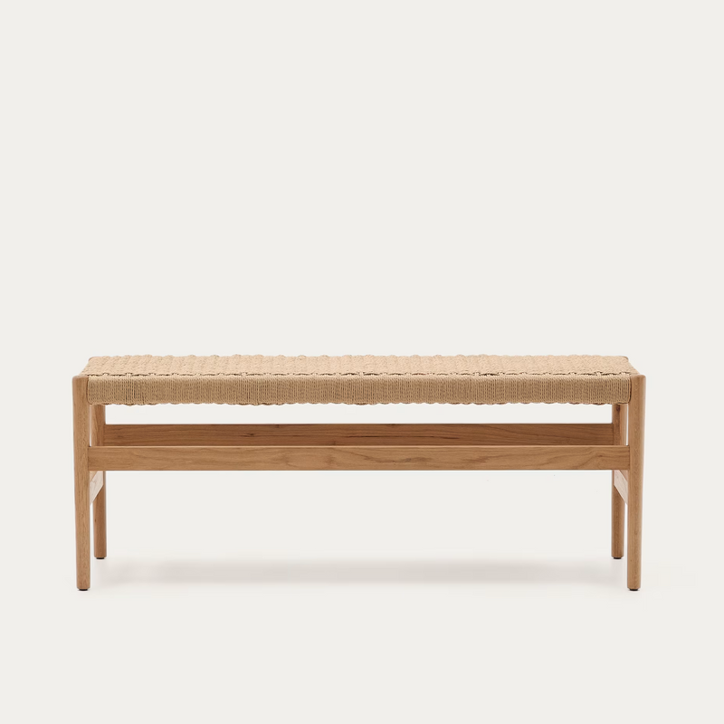 ZAIDE klupa od punog hrastovog drva sa sjedalom od konopa, 120 cm