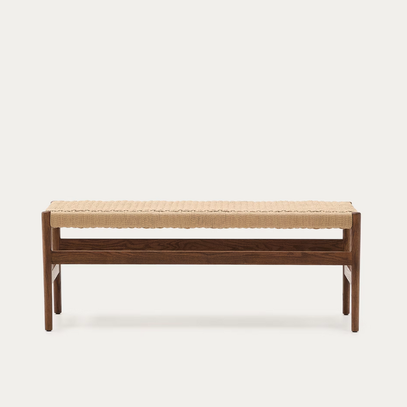 ZAIDE klupa od punog hrastovog drva sa sjedalom od konopa, 120 cm