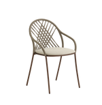 PETALE Hand-woven dining armchair with diamond pattern