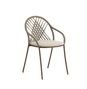 PETALE Hand-woven dining armchair with diamond pattern