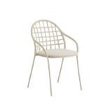 PETALE Hand-woven dining armchair with grid pattern