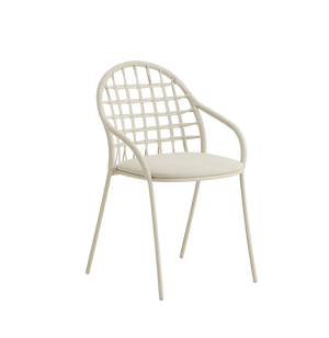 PETALE Hand-woven dining armchair with grid pattern