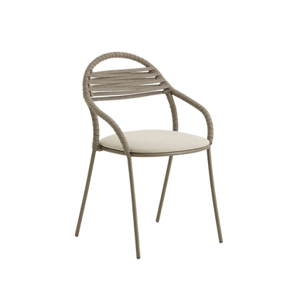 PETALE Hand-woven dining armchair with stripe pattern
