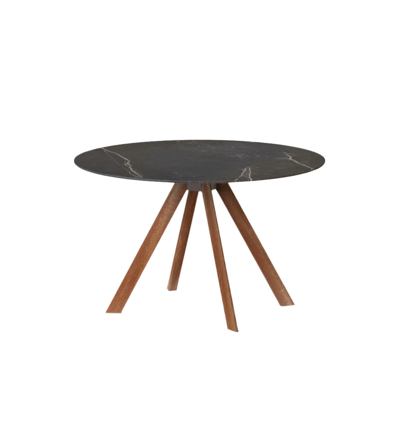ATRIVM Outdoor round dining table with solid wood legs
