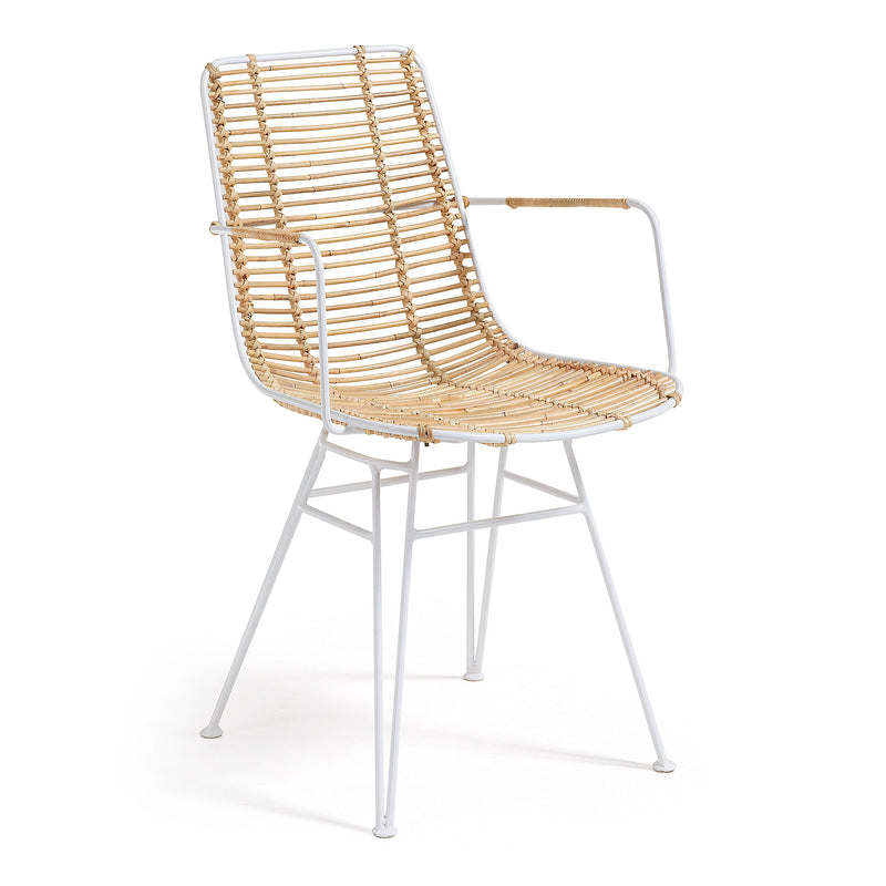 TISHANA Rattan and steel chair with armrests