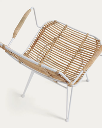 TISHANA Rattan and steel chair with armrests