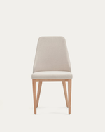 ROSIE Stolica u beige chenille s nogama od punog jasenovog drva u prirodnoj završnoj obradi