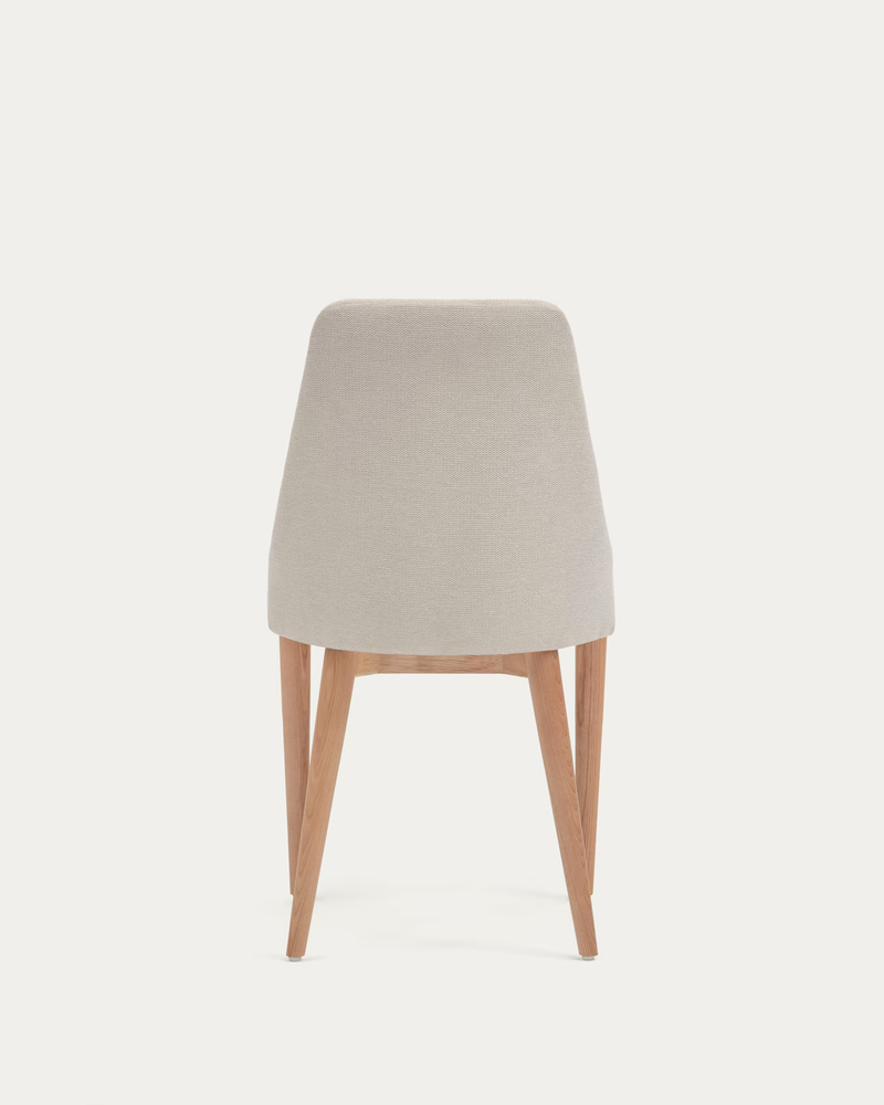 ROSIE Stolica u beige chenille s nogama od punog jasenovog drva u prirodnoj završnoj obradi