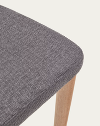 ROSIE Chair in dark grey chenille with solid ash wood legs in a natural finish