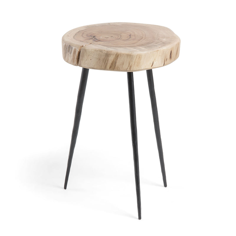 EIDER Solid acacia wood and steel side table, Ø 35 cm