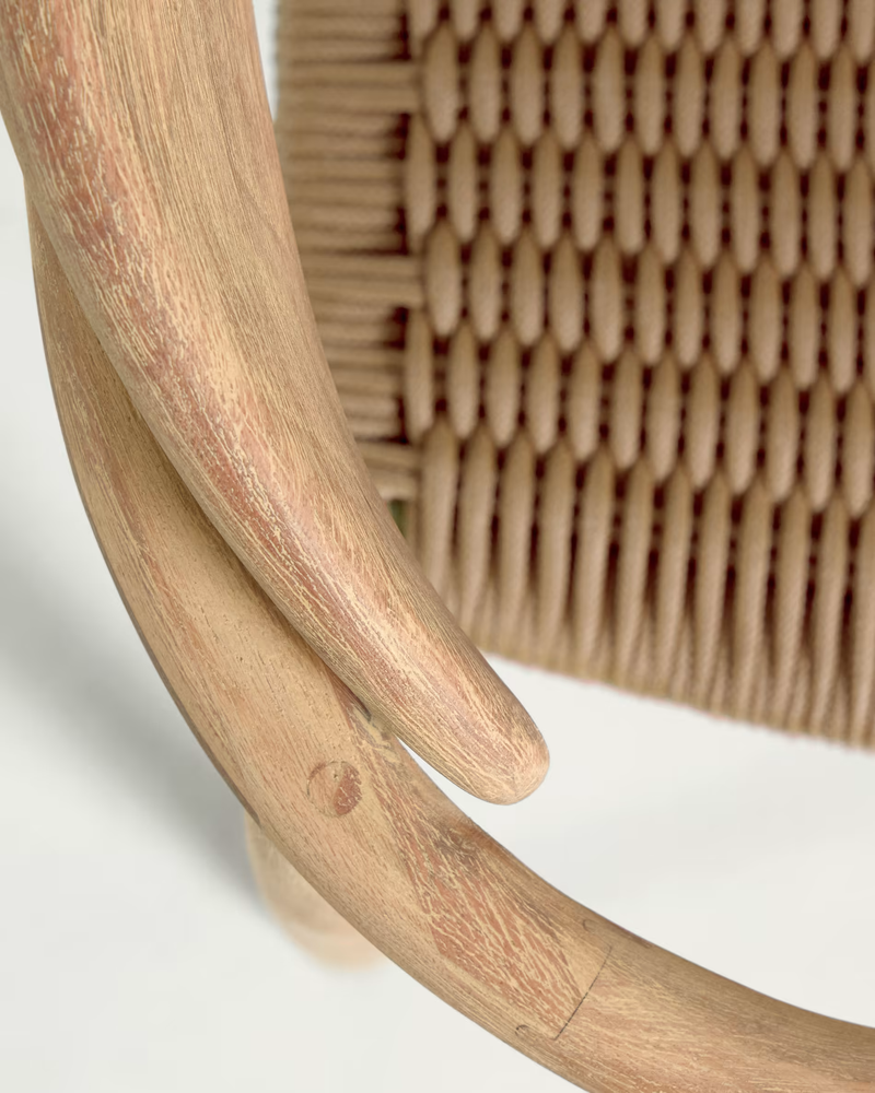 NINA Složiva stolica od punog drva akacije i bež sjedala od užeta