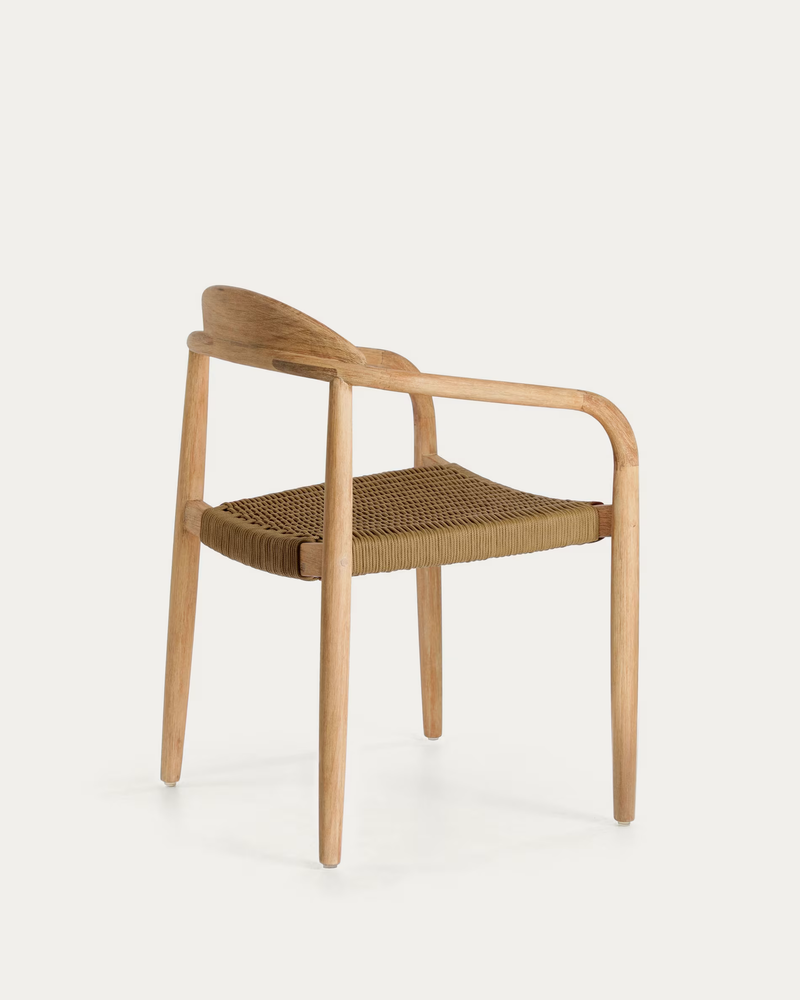 NINA Složiva stolica od punog drva akacije i bež sjedala od užeta