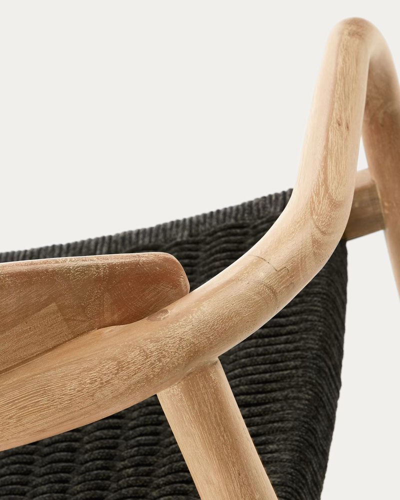 NINA Složiva stolica od punog drva akacije i crnim sjedalom od užeta