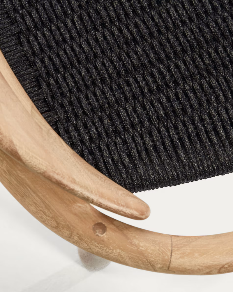 NINA Složiva stolica od punog drva akacije i crnim sjedalom od užeta