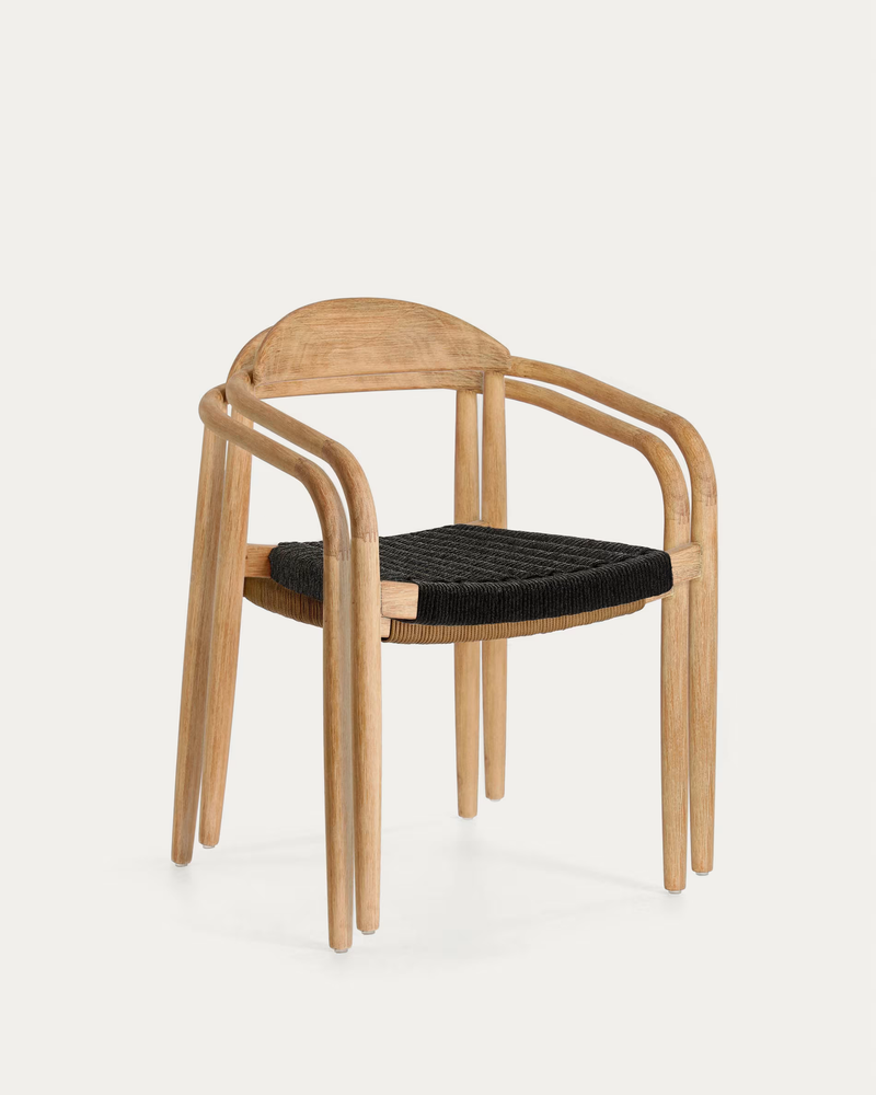 NINA Složiva stolica od punog drva akacije i crnim sjedalom od užeta