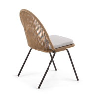 SHANN stackable chair in beige cord and galvanised steel legs