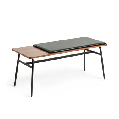 CARABEL Bench in steel and walnut veneer, 100 cm