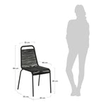 LAMBTON Sklopiva stolica od crnog čeličnog užeta s crnom završnom obradom