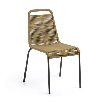 LAMBTON Stackable chair in brown rope steel with black finish