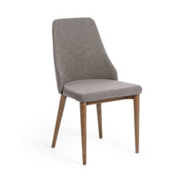 ROSIE Light grey chair with solid ash legs with dark finish