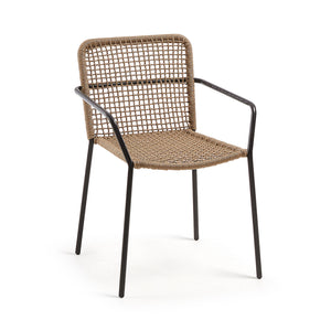 ELLEN Stackable chair in brown cord with galvanised steel