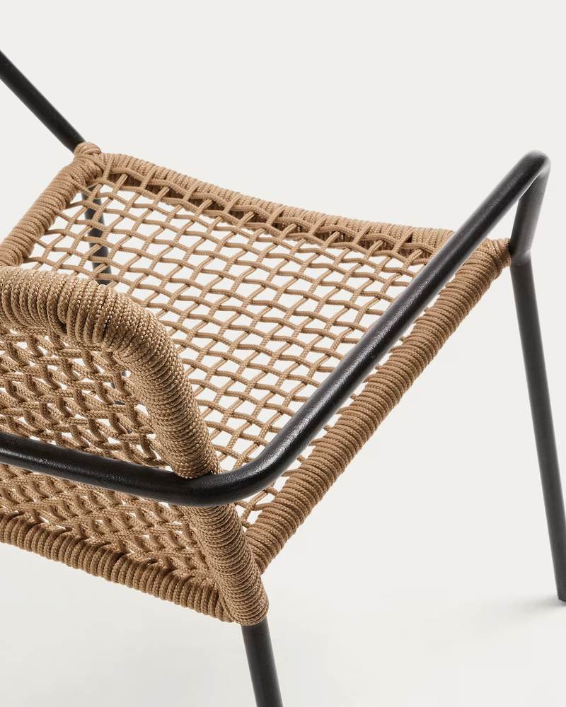 ELLEN Stackable chair in brown cord with galvanised steel