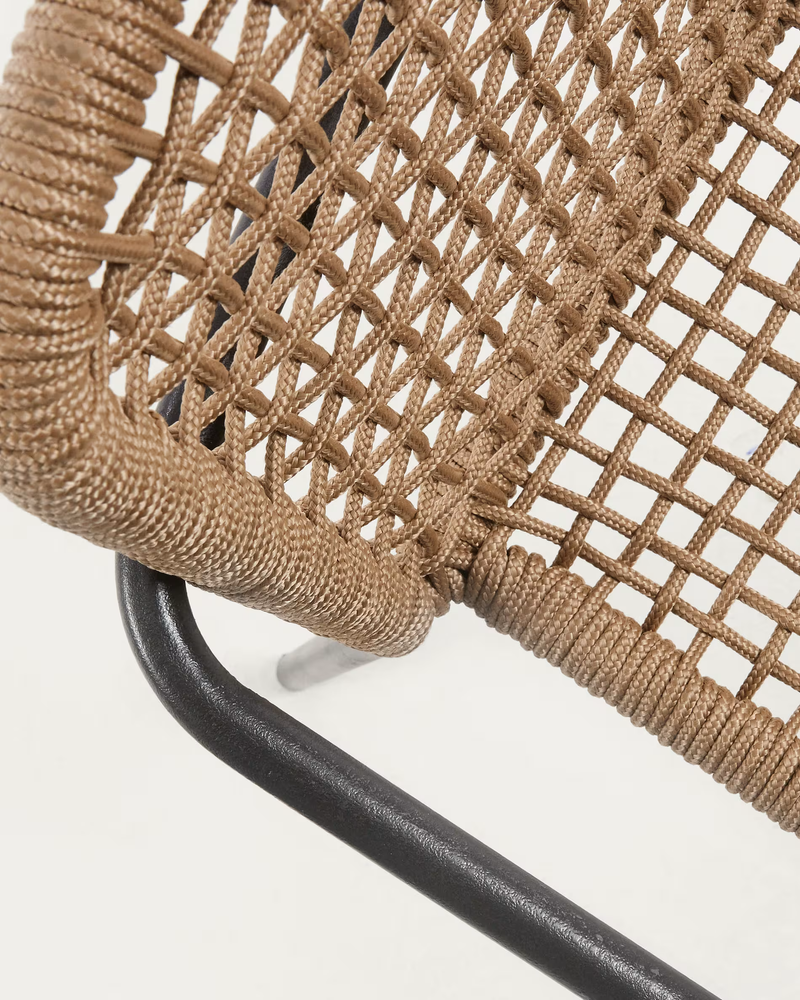 ELLEN Stackable chair in brown cord with galvanised steel
