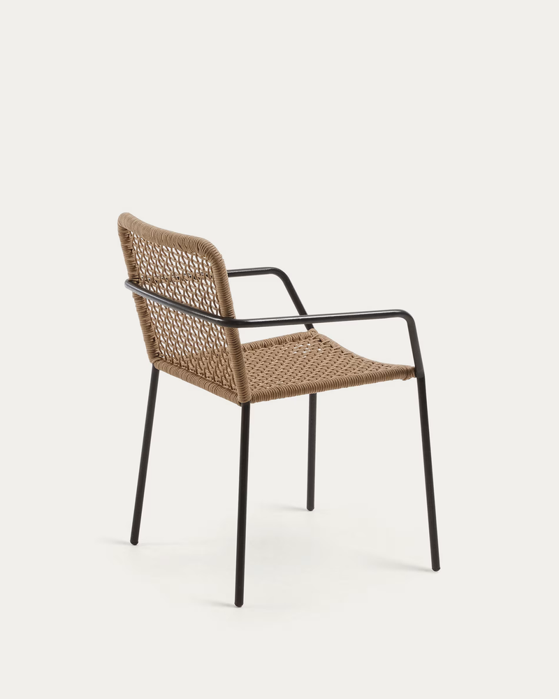 ELLEN Stackable chair in brown cord with galvanised steel