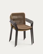 ELLEN Stackable chair in brown cord with galvanised steel