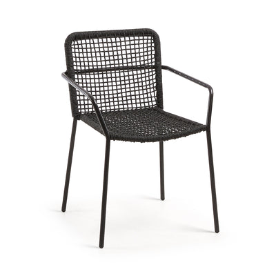 ELLEN Stackable chair in black cord with galvanised steel