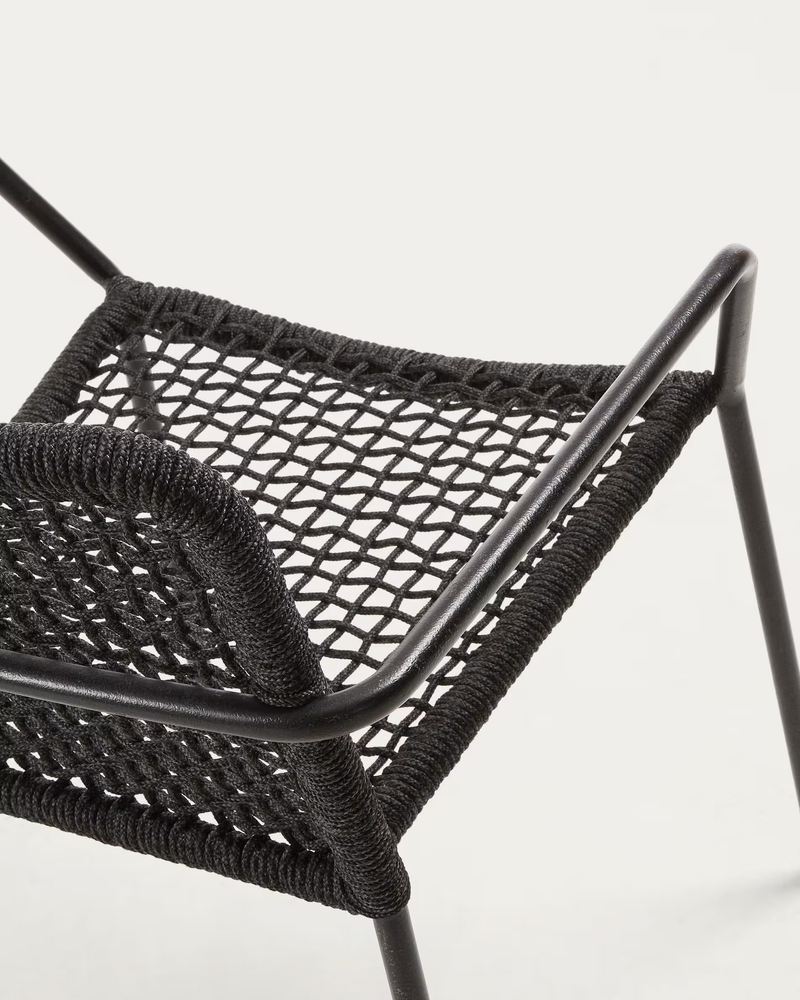 ELLEN Stackable chair in black cord with galvanised steel