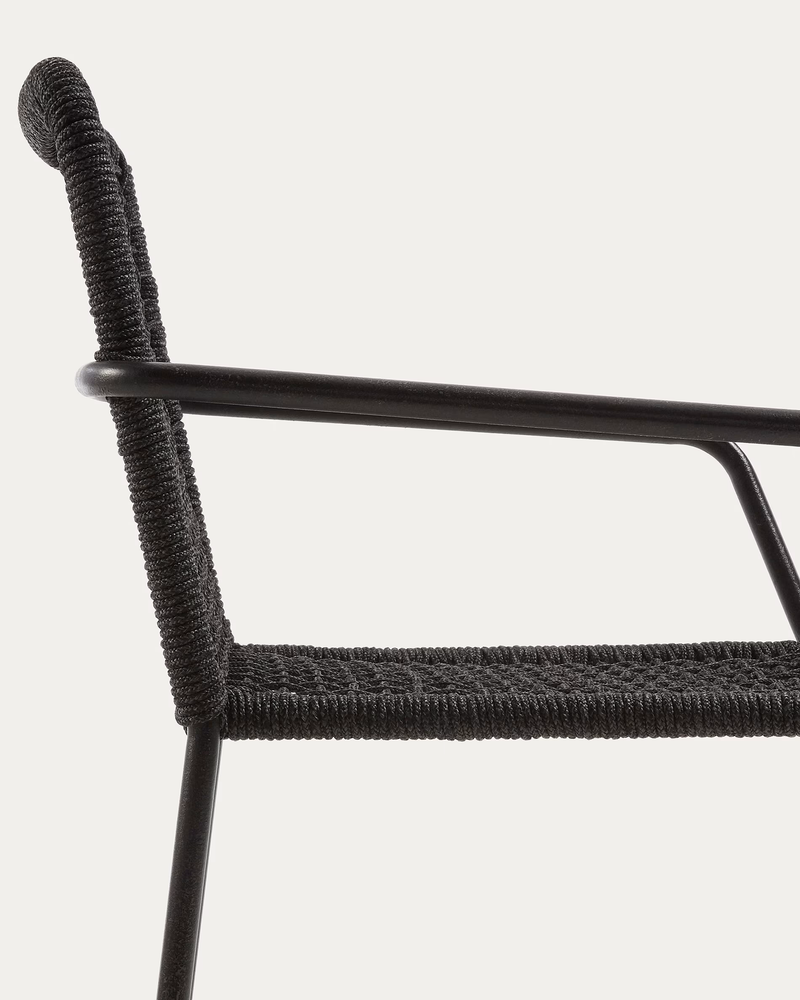 ELLEN Stackable chair in black cord with galvanised steel