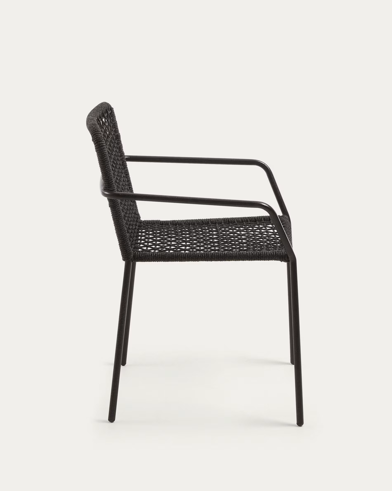 ELLEN Stackable chair in black cord with galvanised steel